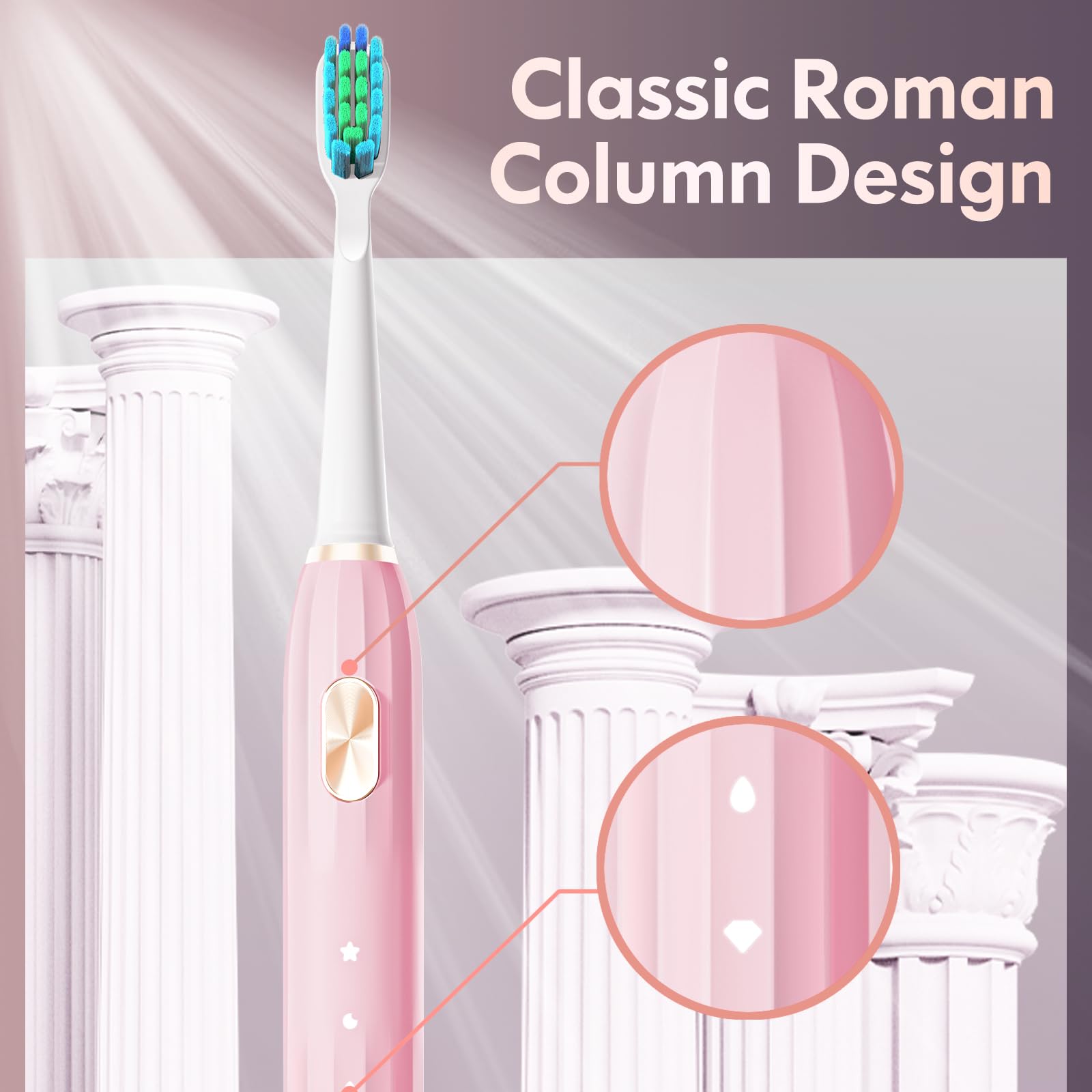 Nine brush heads with visual reminder bristles