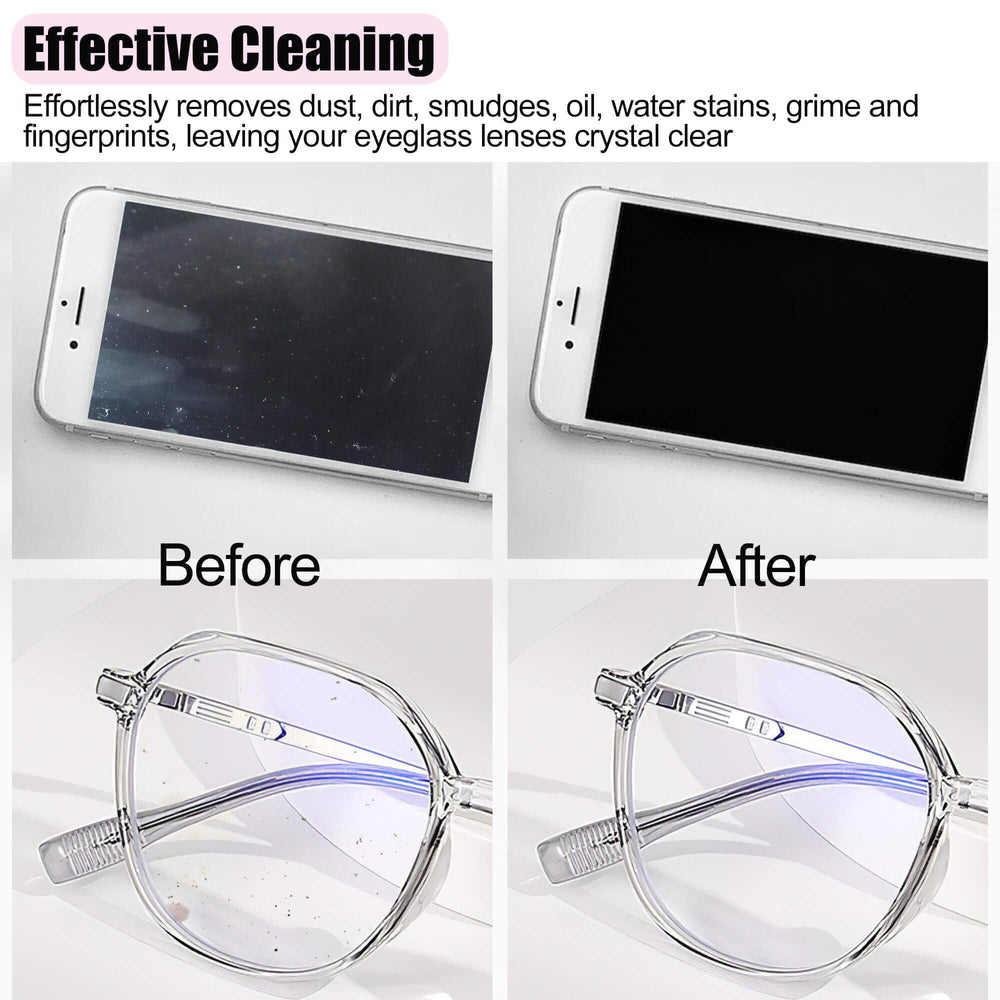 Cloth cleaning a smartphone screen with pink microfiber material