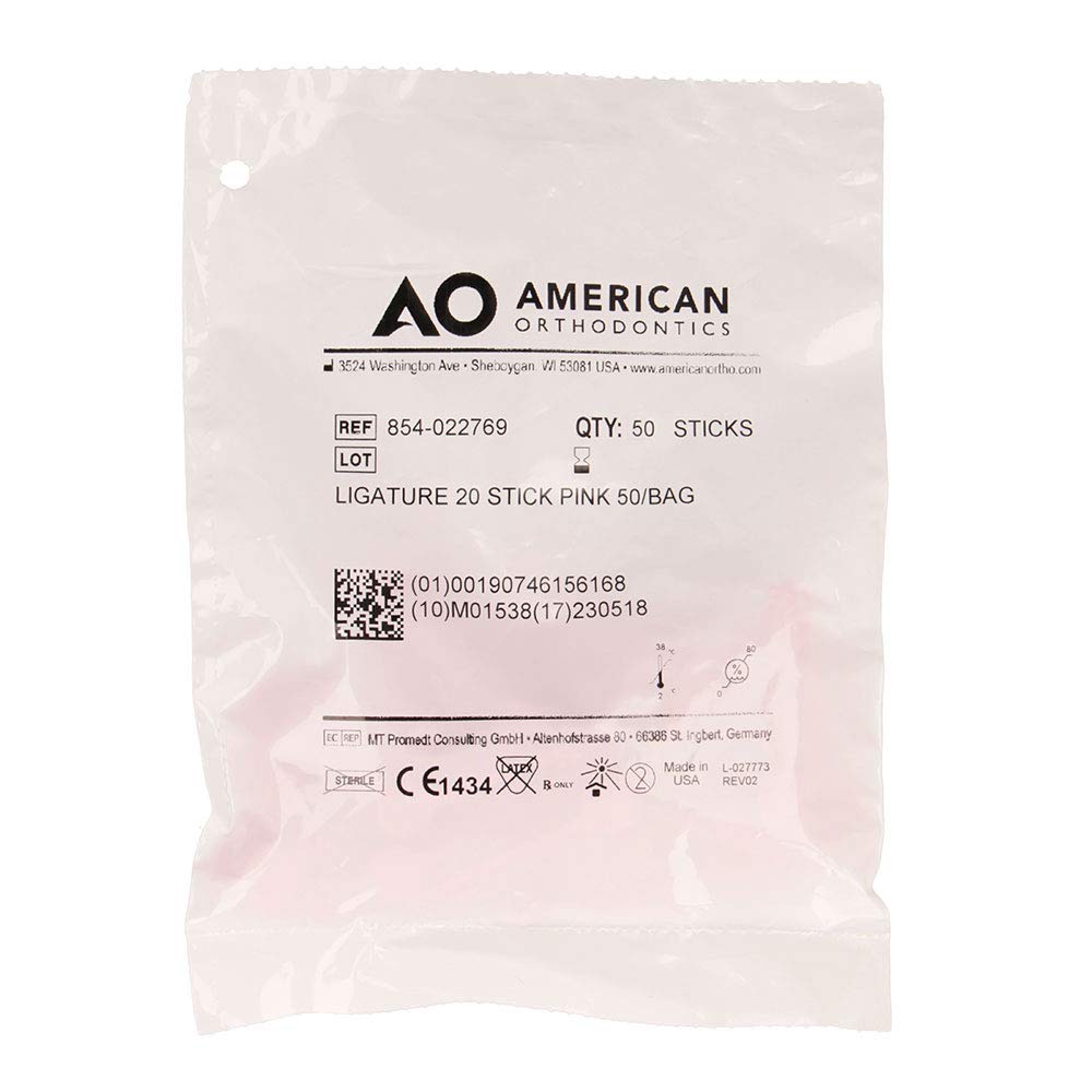 Pink 20-stick ligatures by American Orthodontics