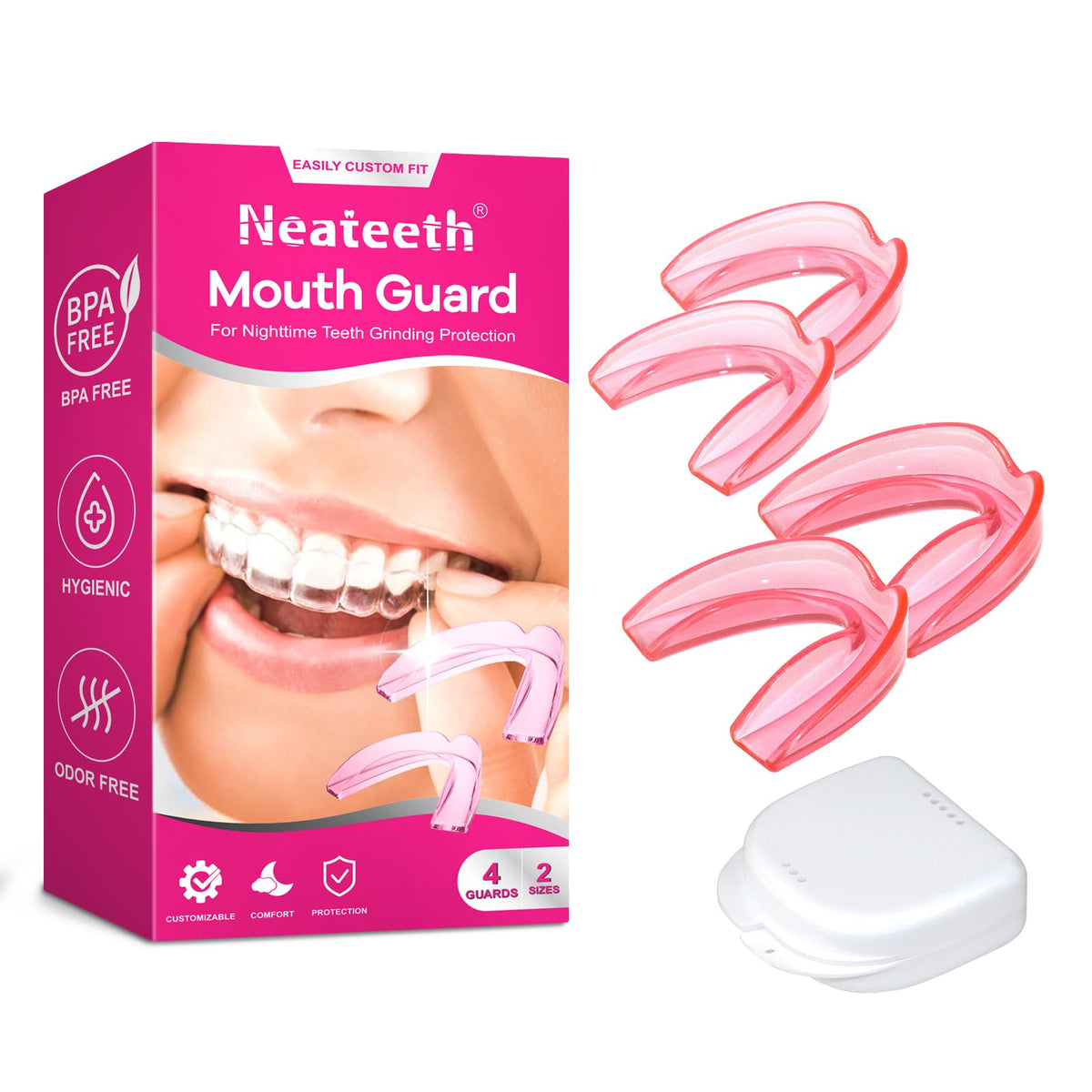 Pink night guard for women in two sizes (small and large)