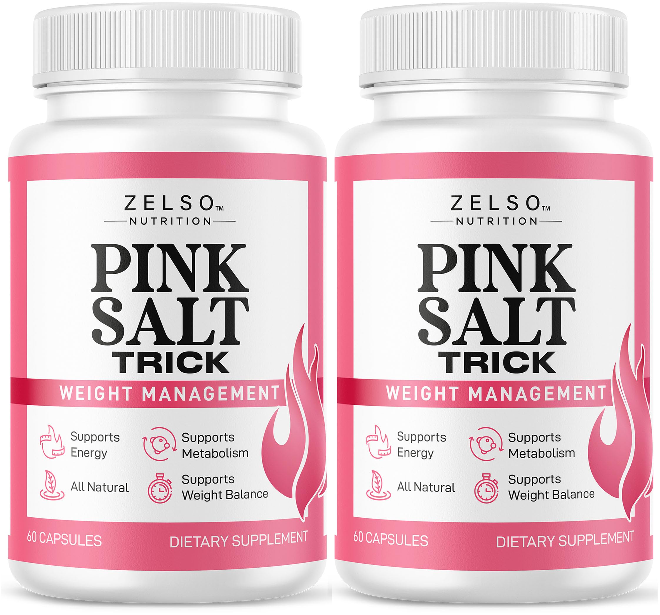 Two-pack Pink Salt Trick capsules bottle