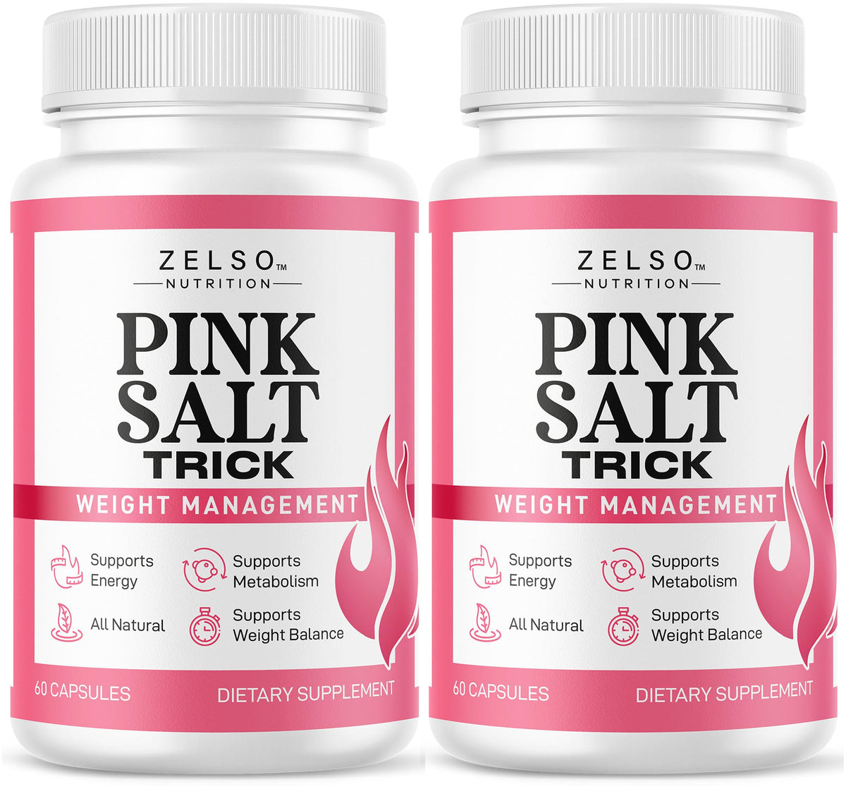 Two-pack Pink Salt Trick capsules bottle