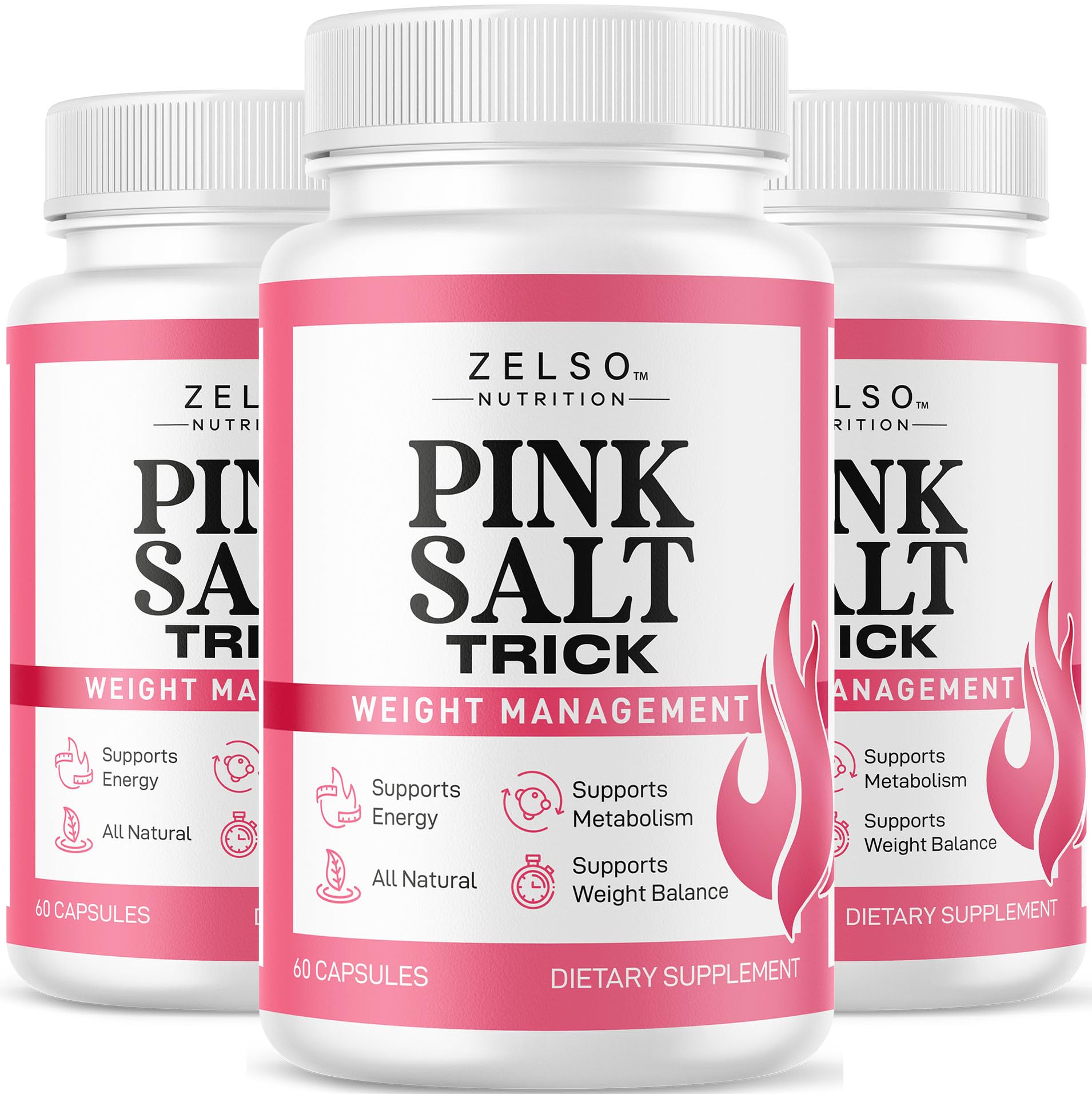 Pink Salt Trick Capsules bottle - three-pack display