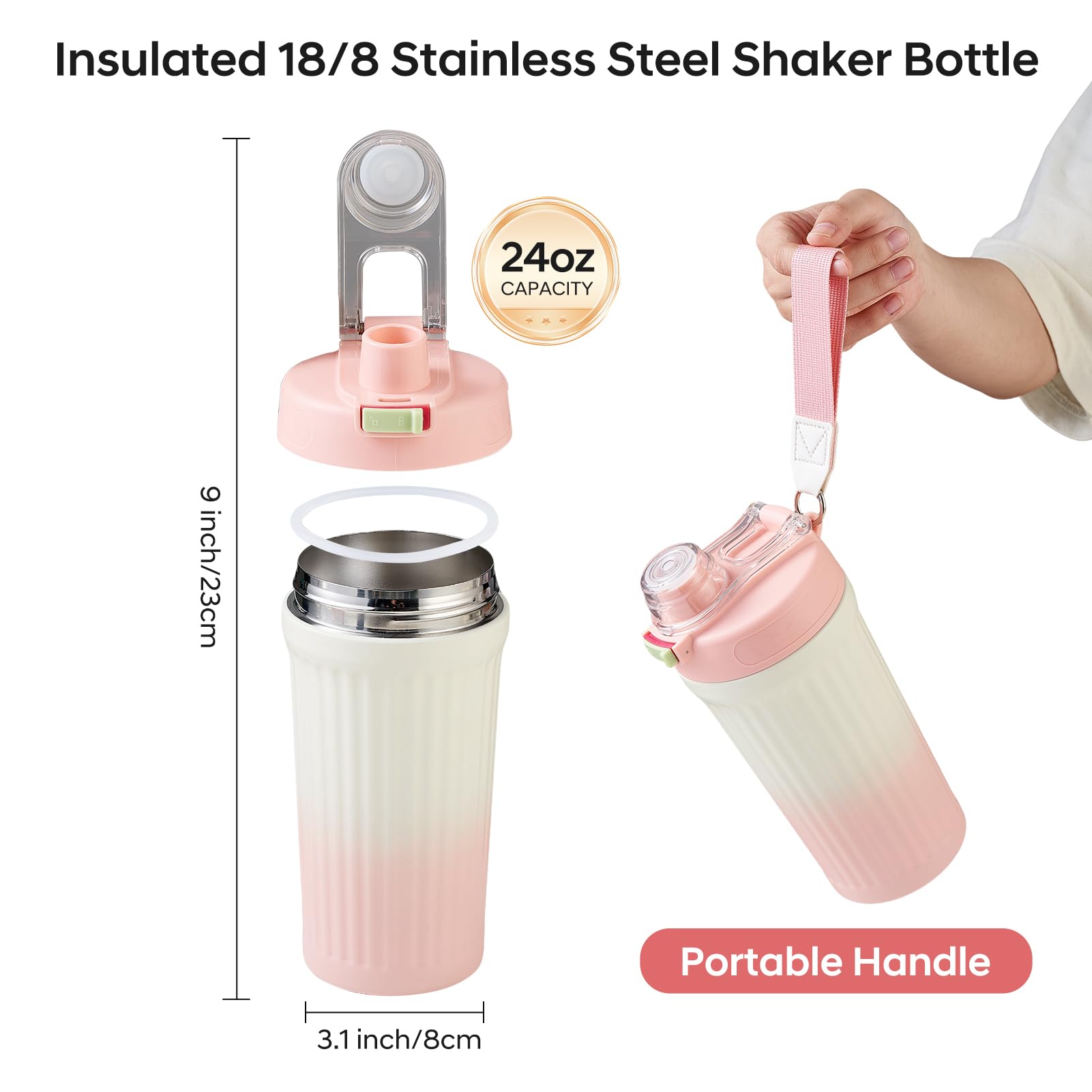 Pink shaker bottle cap with flip-cap lid