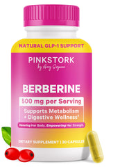 Pink Stork Berberine 500mg bottle ready for daily metabolic support.