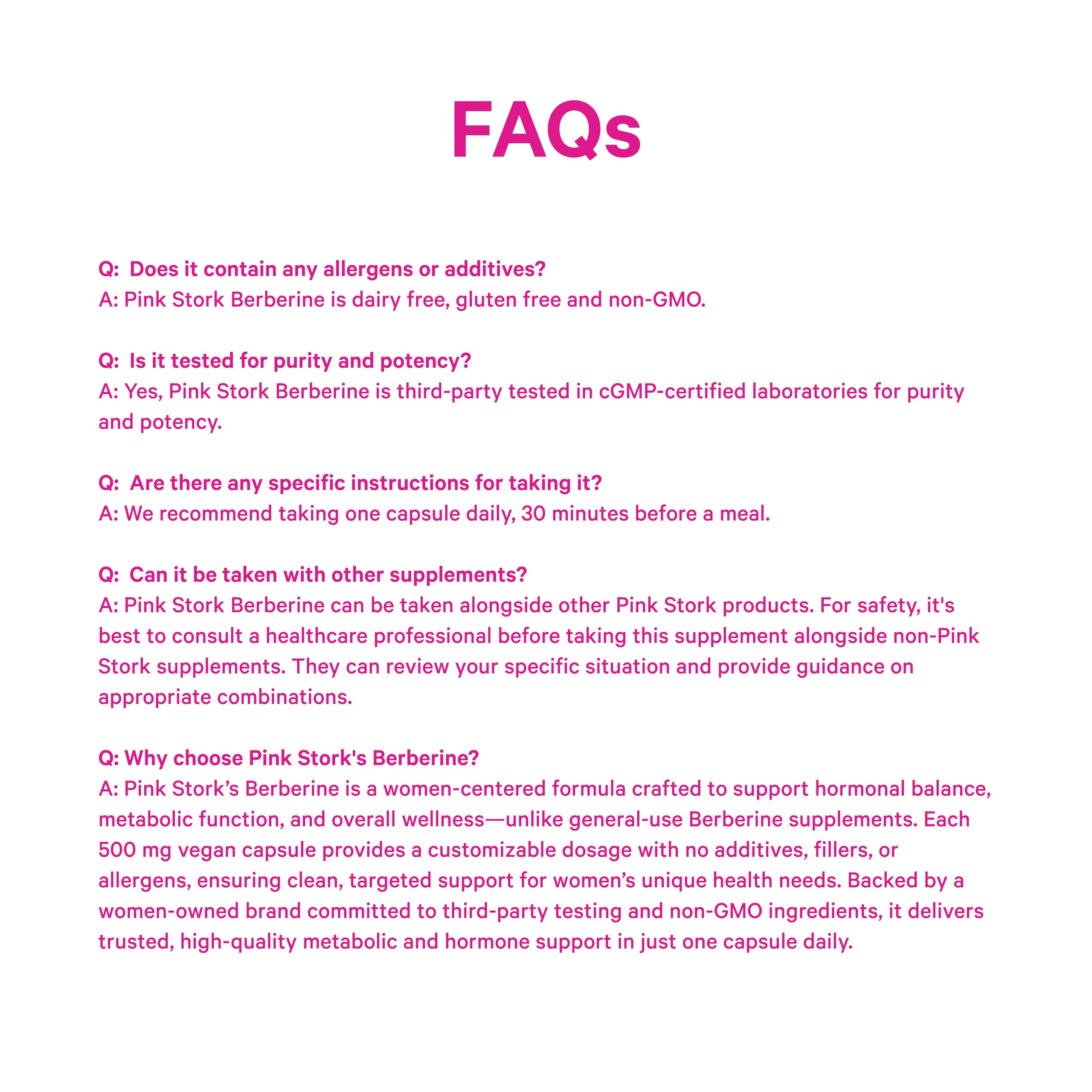 Pink Stork Berberine vegan and non-GMO, suitable for clean wellness.