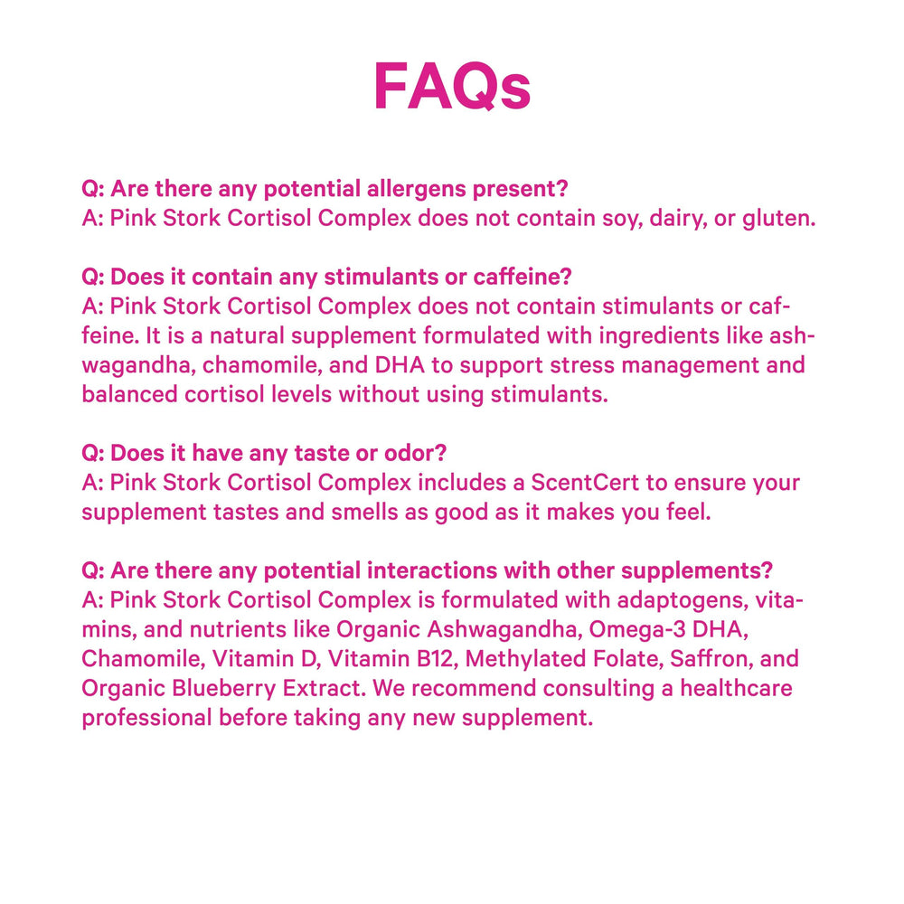 UV-protected vegan bottle of Pink Stork Cortisol Complex.