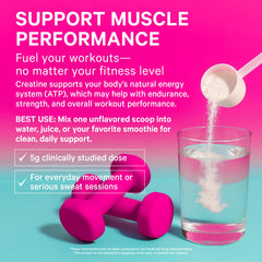 Active woman mixing Pink Stork Creatine Monohydrate in water