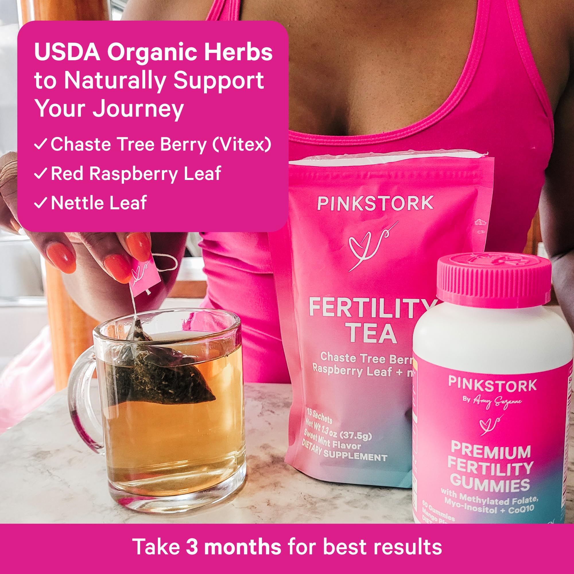 Herbal blend ingredients: Vitex (Chaste Tree Berry) and Red Raspberry Leaf