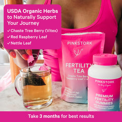 Herbal blend ingredients: Vitex (Chaste Tree Berry) and Red Raspberry Leaf