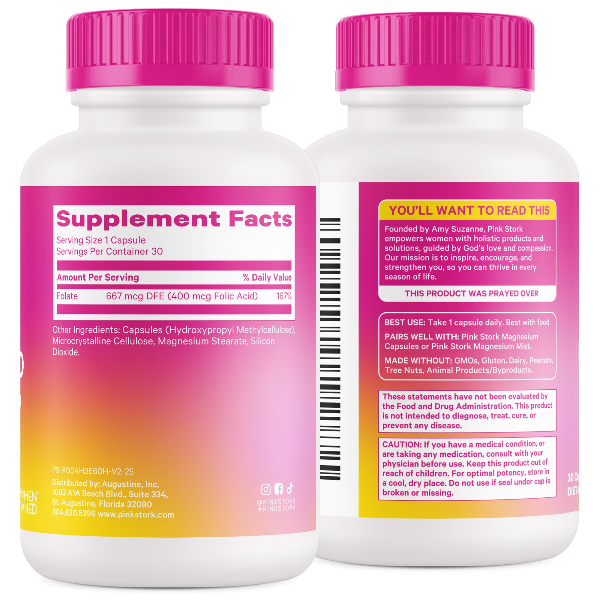 Non-GMO, gluten-free, dairy-free folic acid capsules