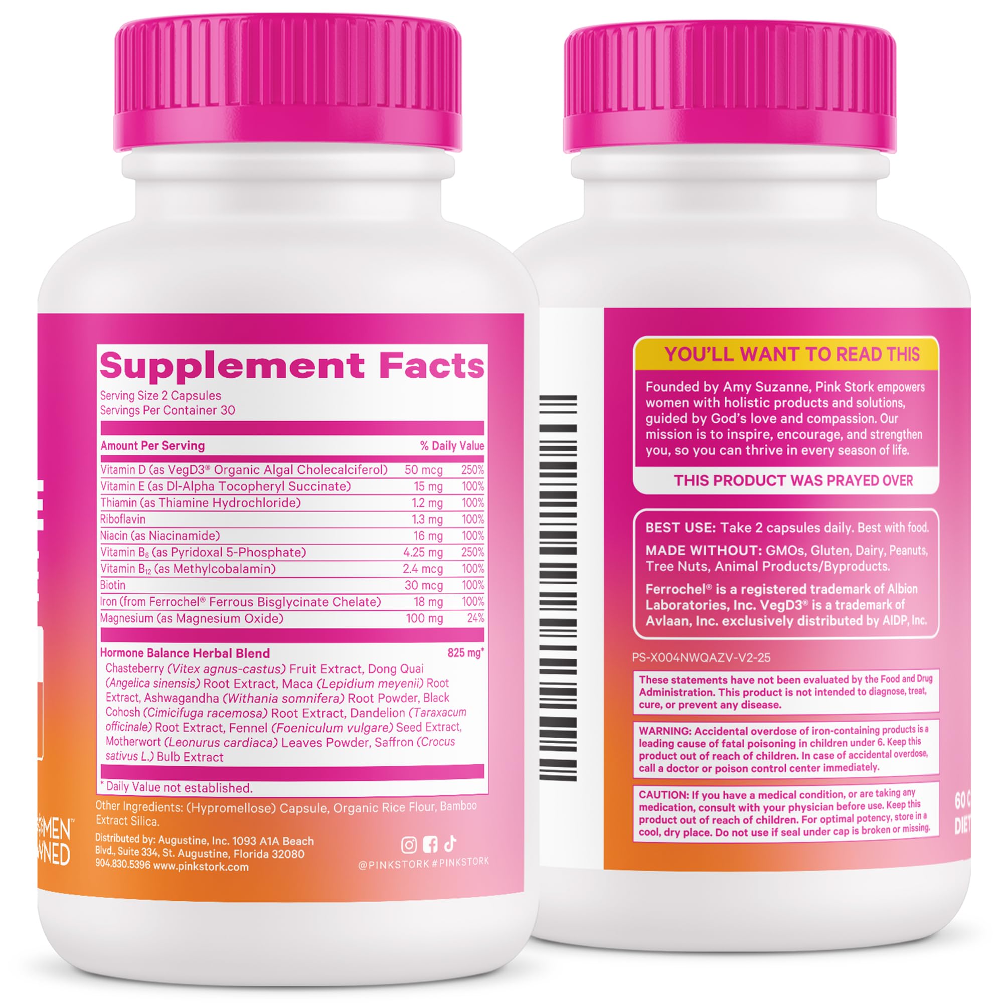 Packaging and bottle of Pink Stork Hormone Balance