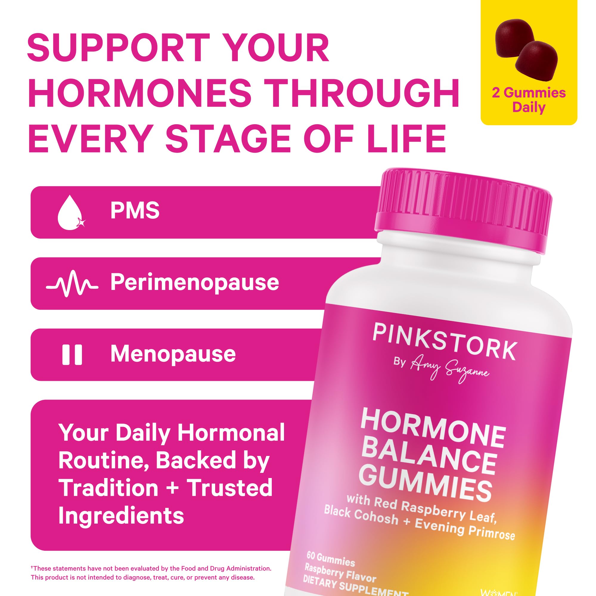 Product front label of Pink Stork Hormone Balance Gummies