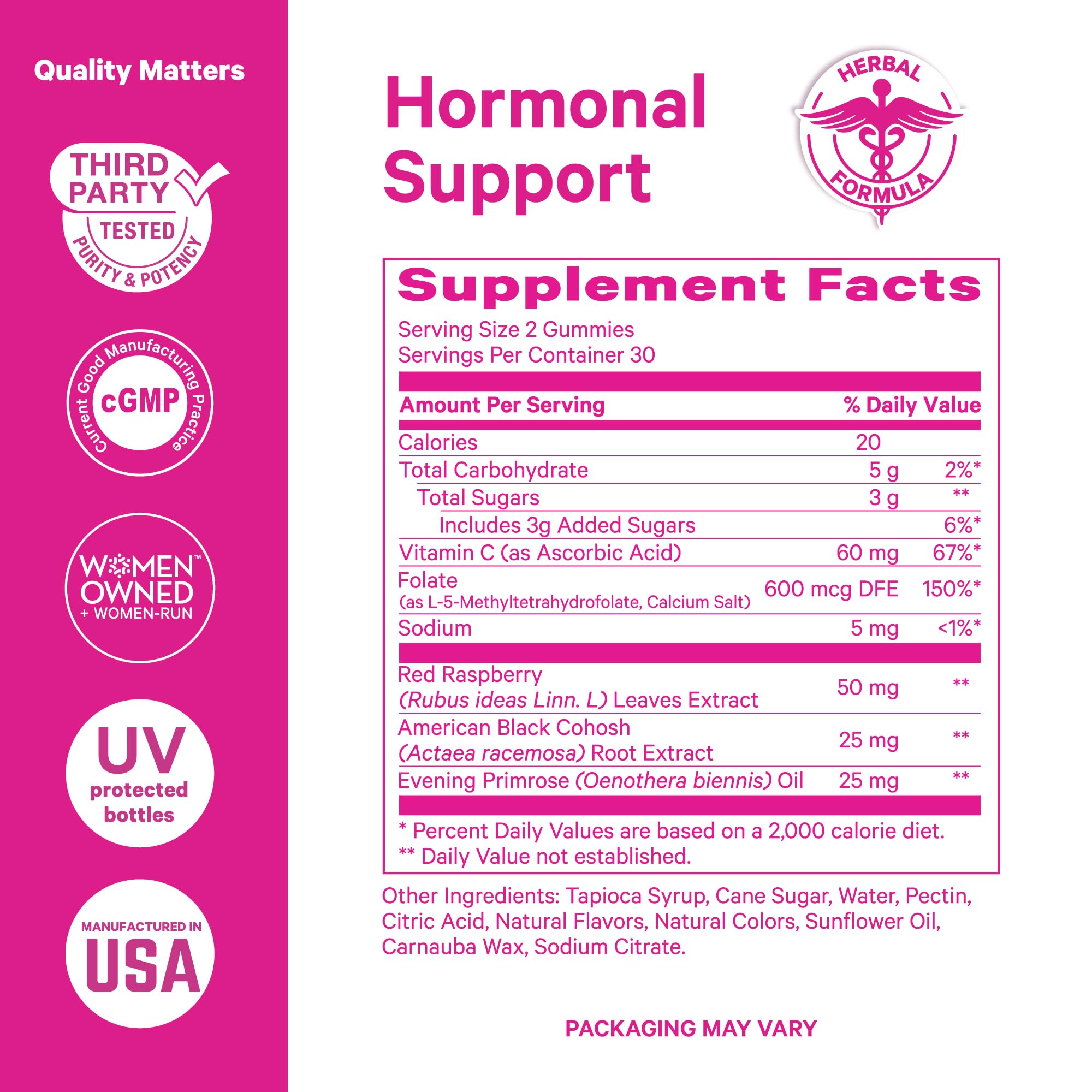 Ingredients and vitamins overview for Pink Stork Gummies