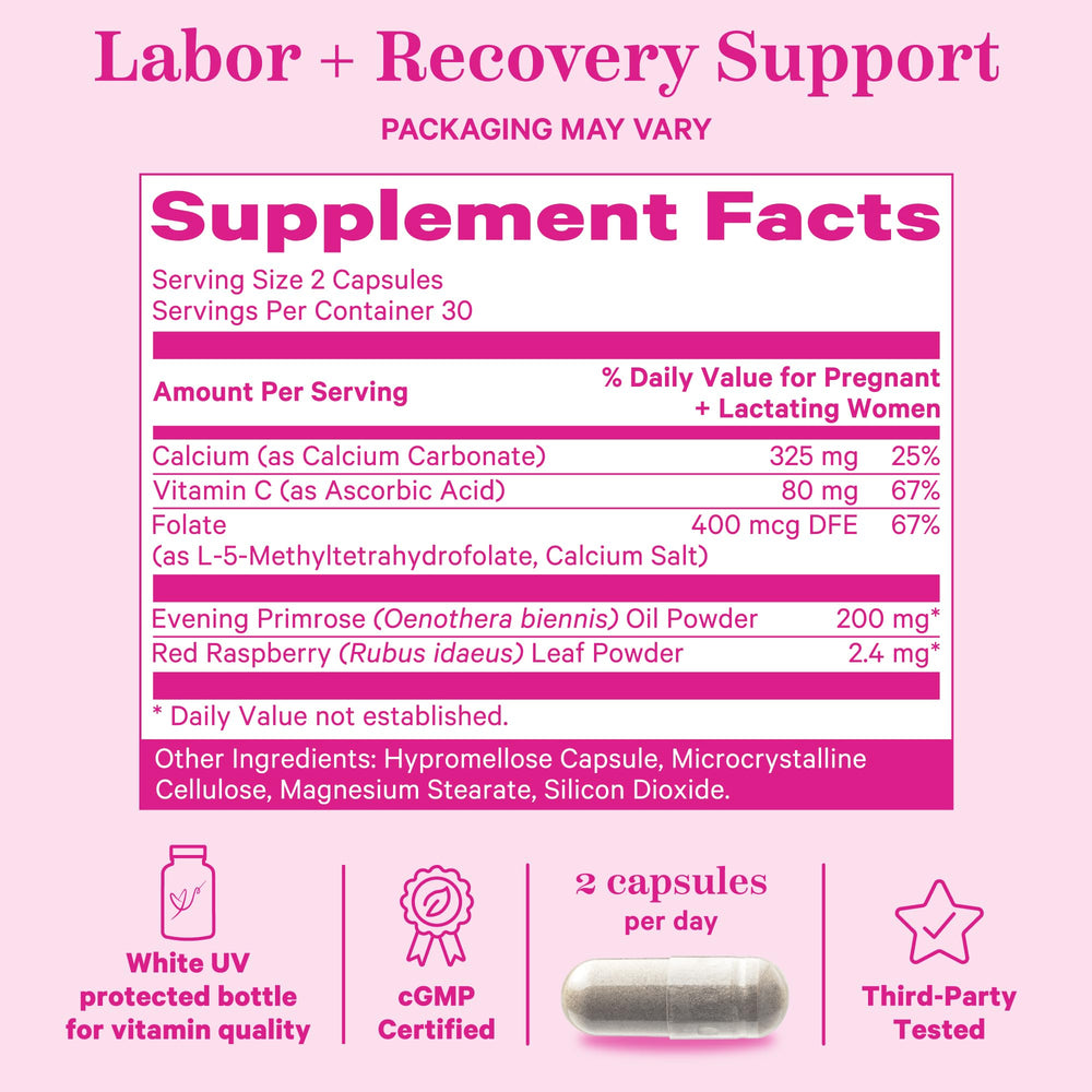 Labor Prep bottle highlighting third trimester use