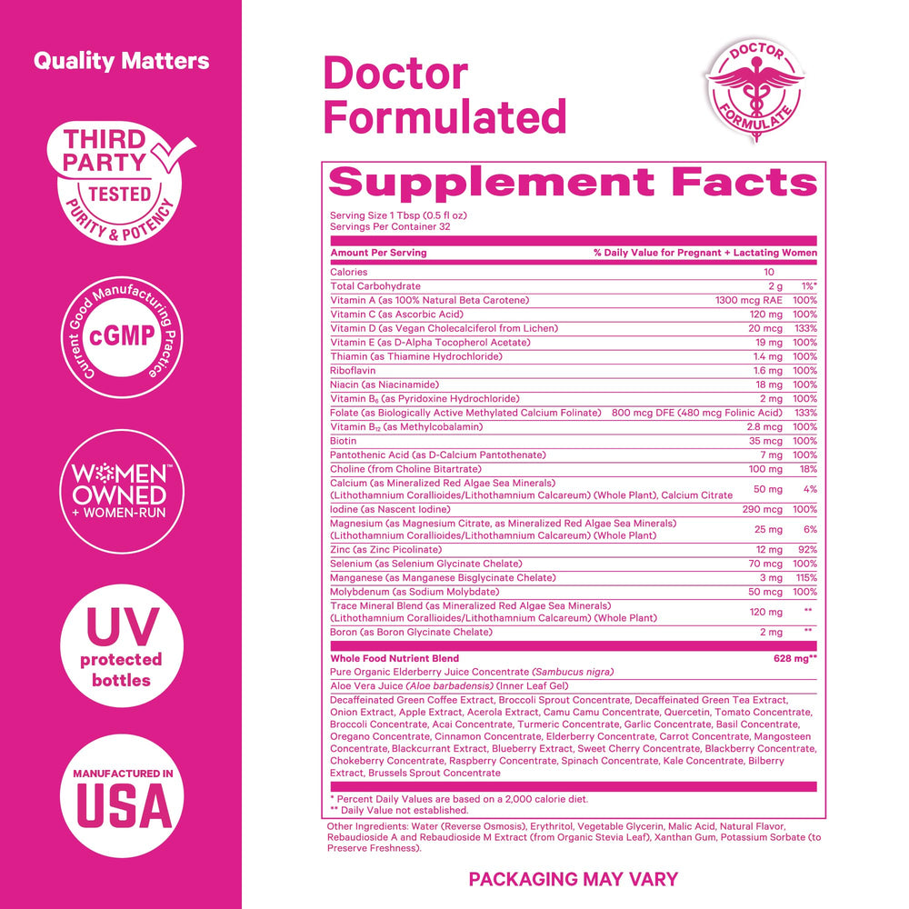 One tablespoon serving measure with liquid prenatal vitamin