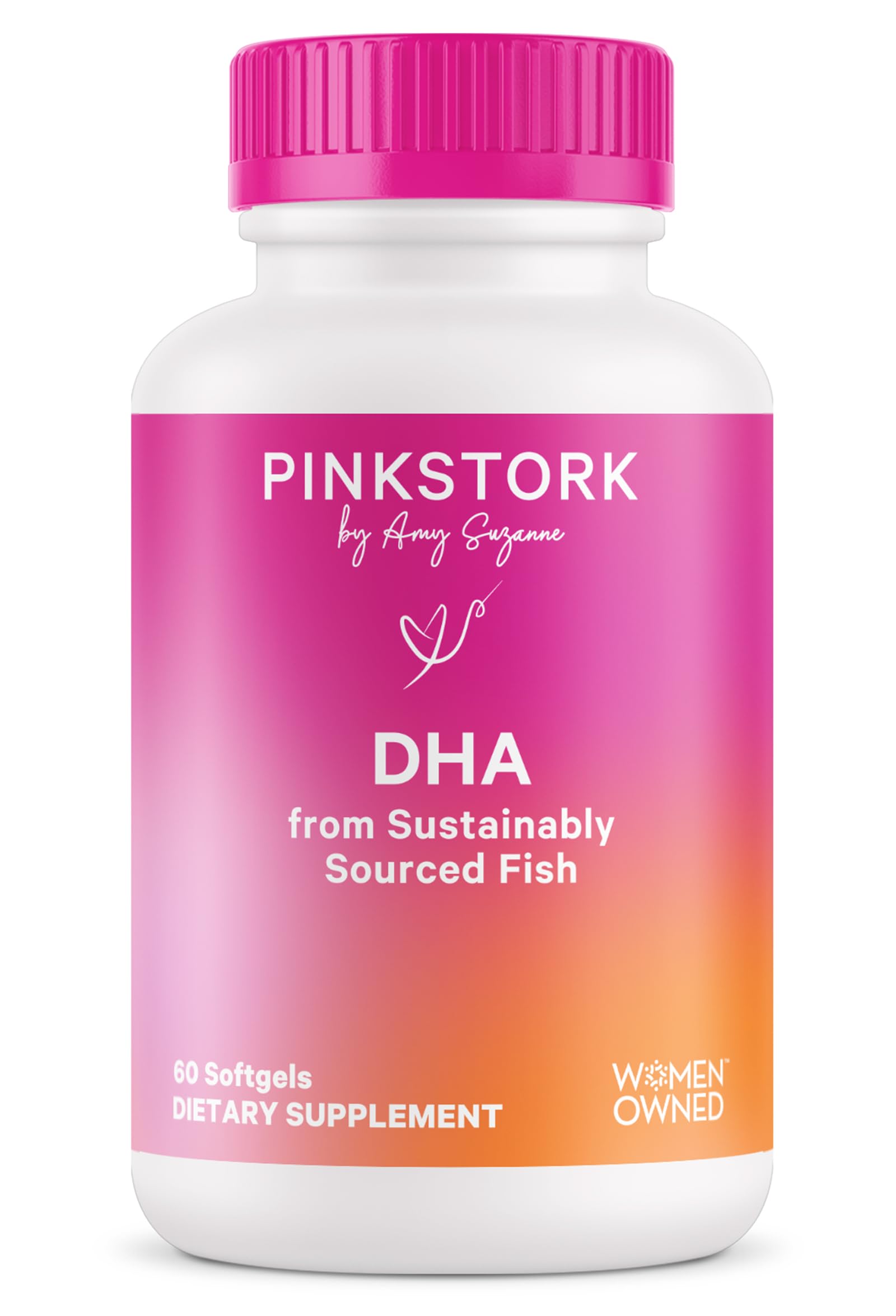 Pink Stork Omega-3 DHA 540mg bottle with 60 softgels