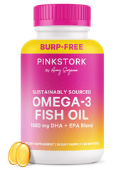 Pink Stork Omega-3 for Women bottle with 60 softgels
