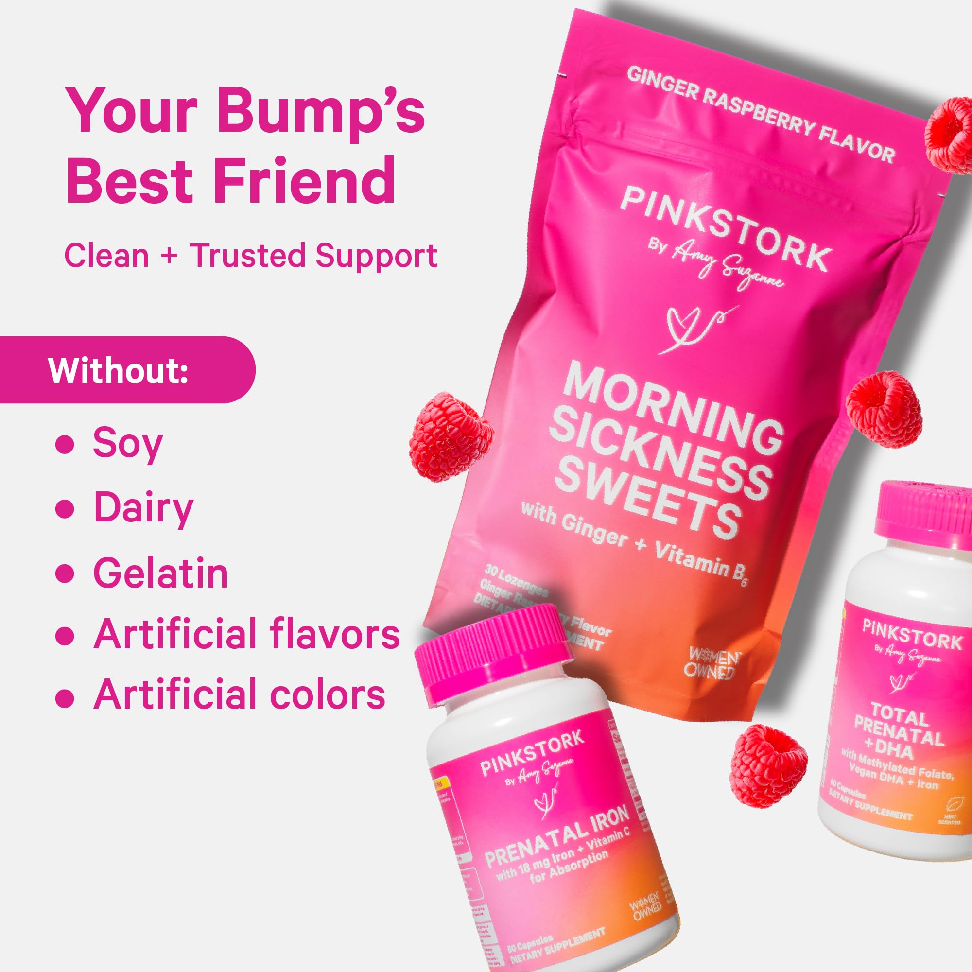 B-complex vitamins including riboflavin and niacin in Pink Stork Prenatal Gummies