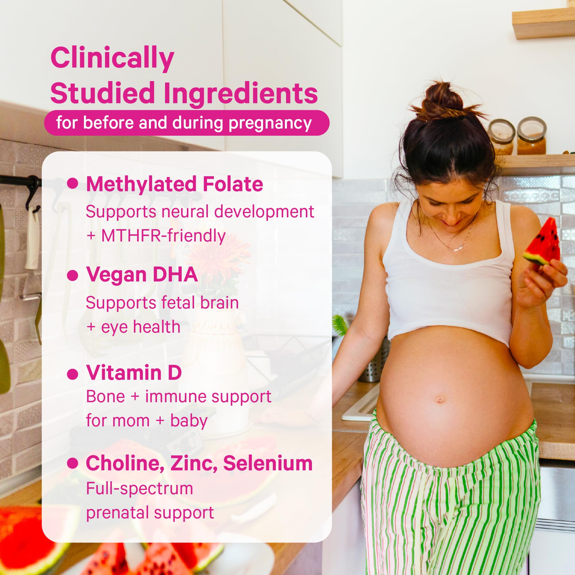Methylated folate for fetal brain development in Pink Stork Prenatal Gummies