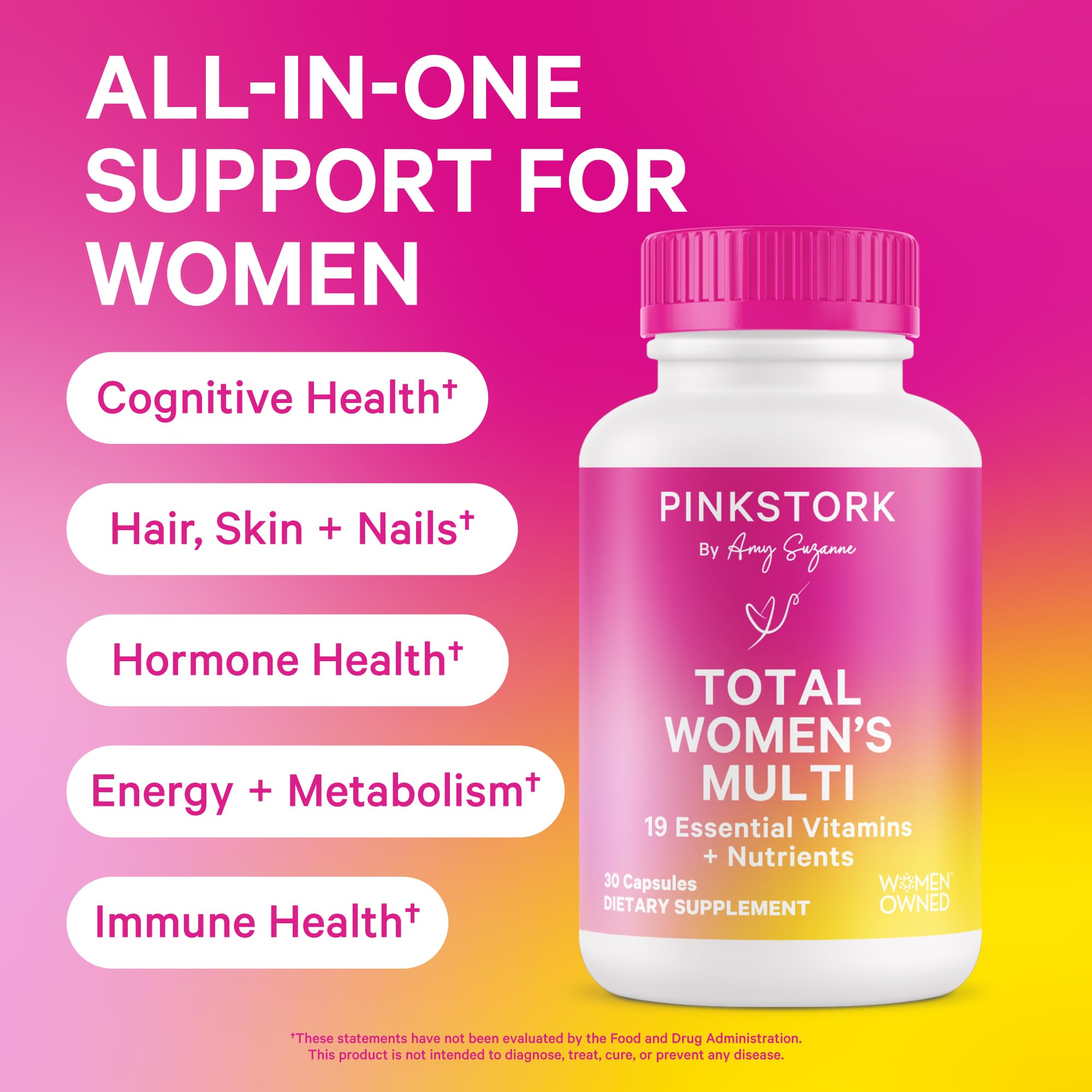 Pink Stork Total Women's Multivitamin bottle - side view