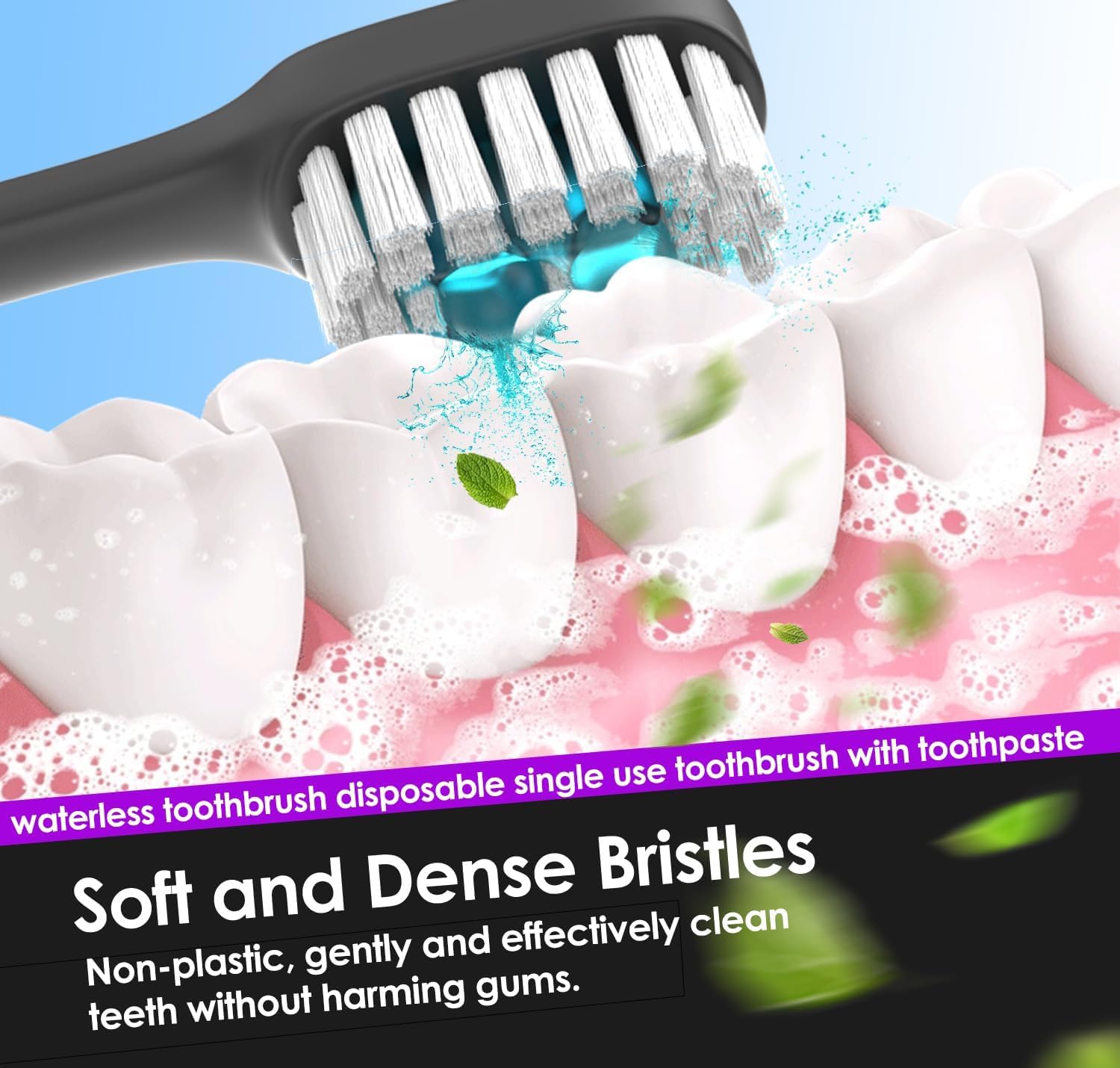 Close-up of prepasted toothpaste and mouthwash beads in Pinkart toothbrush