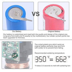 Custom metal contact pins for easy battery replacement in Philips toothbrush