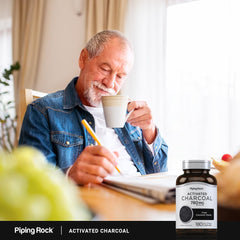 Activated charcoal capsules made from coconut shells