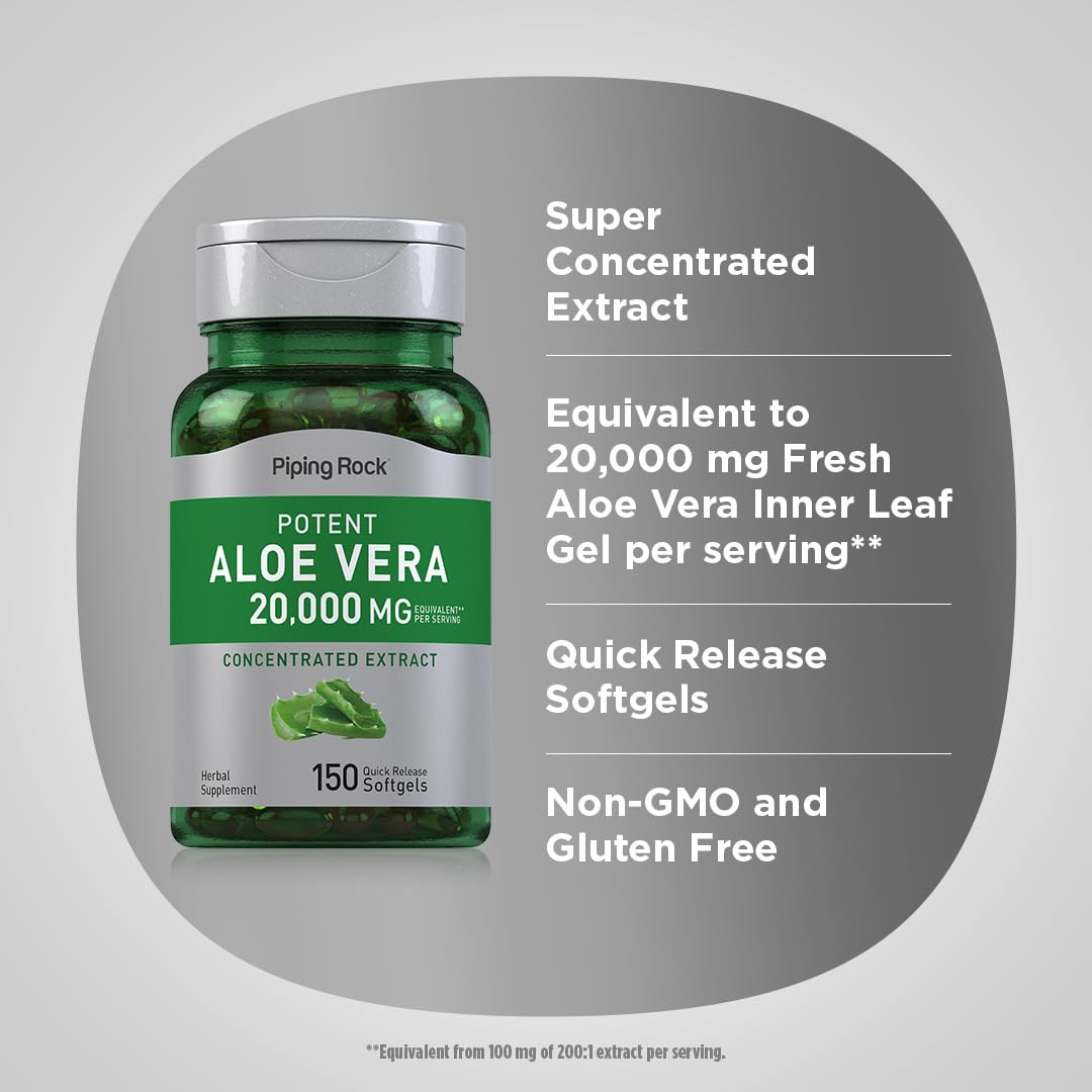 Non-GMO and gluten-free label on Aloe Vera Capsules bottle