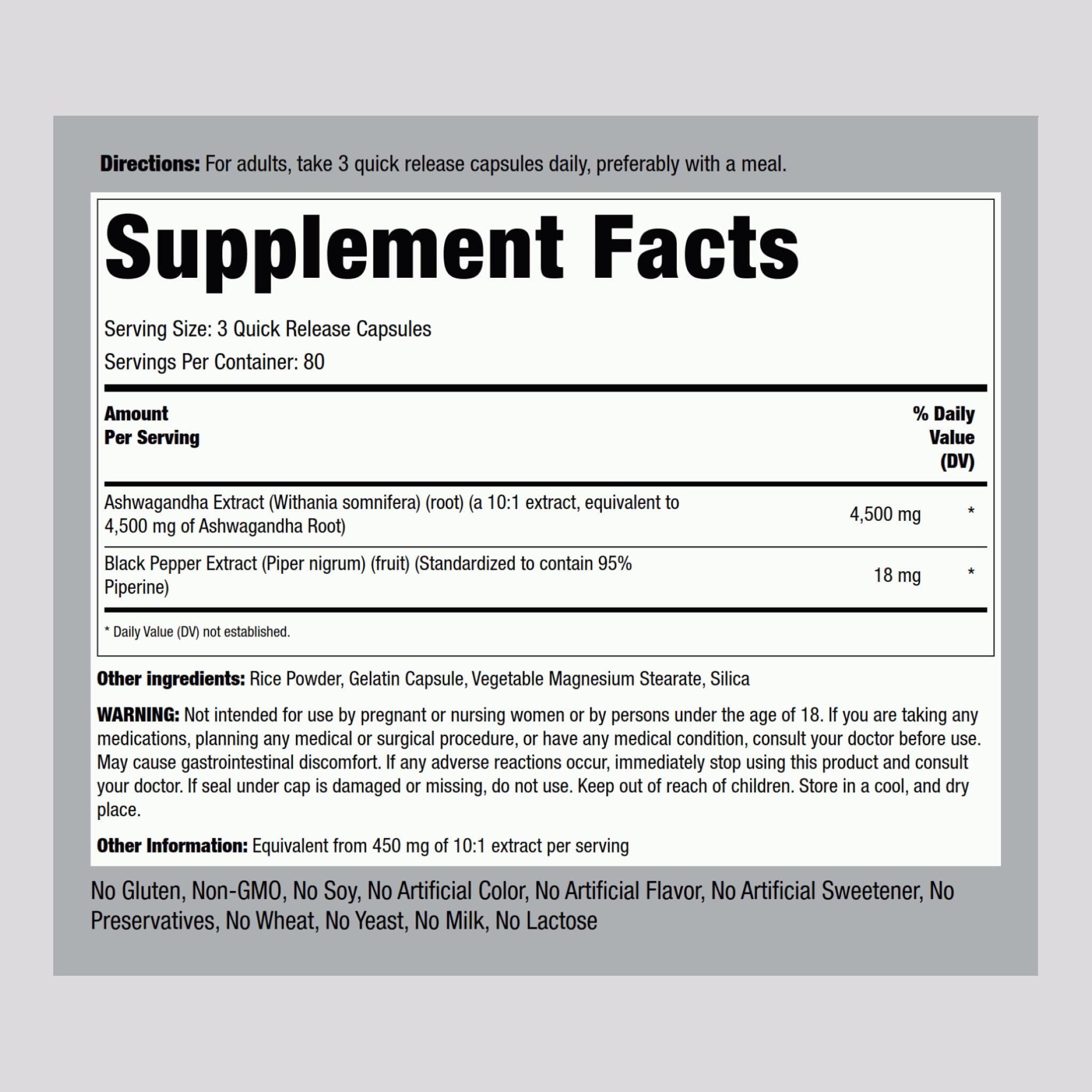 Close-up of bottle label showing 4500mg and 240 capsules