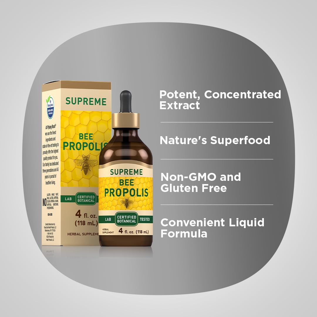 Piping Rock Bee Propolis Extract tincture bottle label showing ingredients