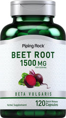 Bottle of Piping Rock Beet Root Capsules with label - 1500 mg, 120 pills
