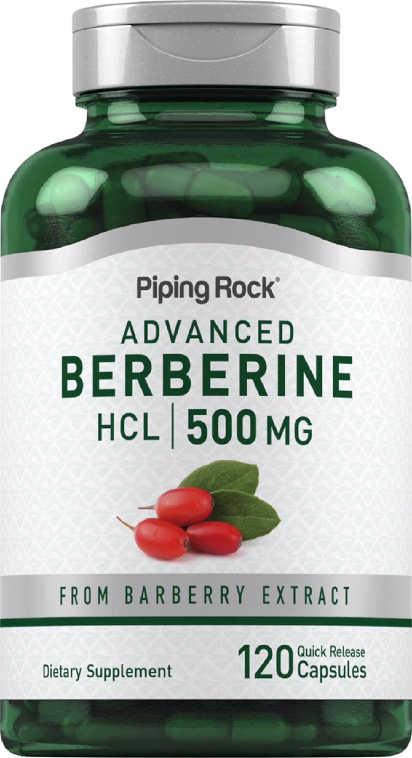 Piping Rock Berberine HCL 500 mg bottle front