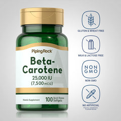 Label showing 7,500 mcg beta carotene per softgel