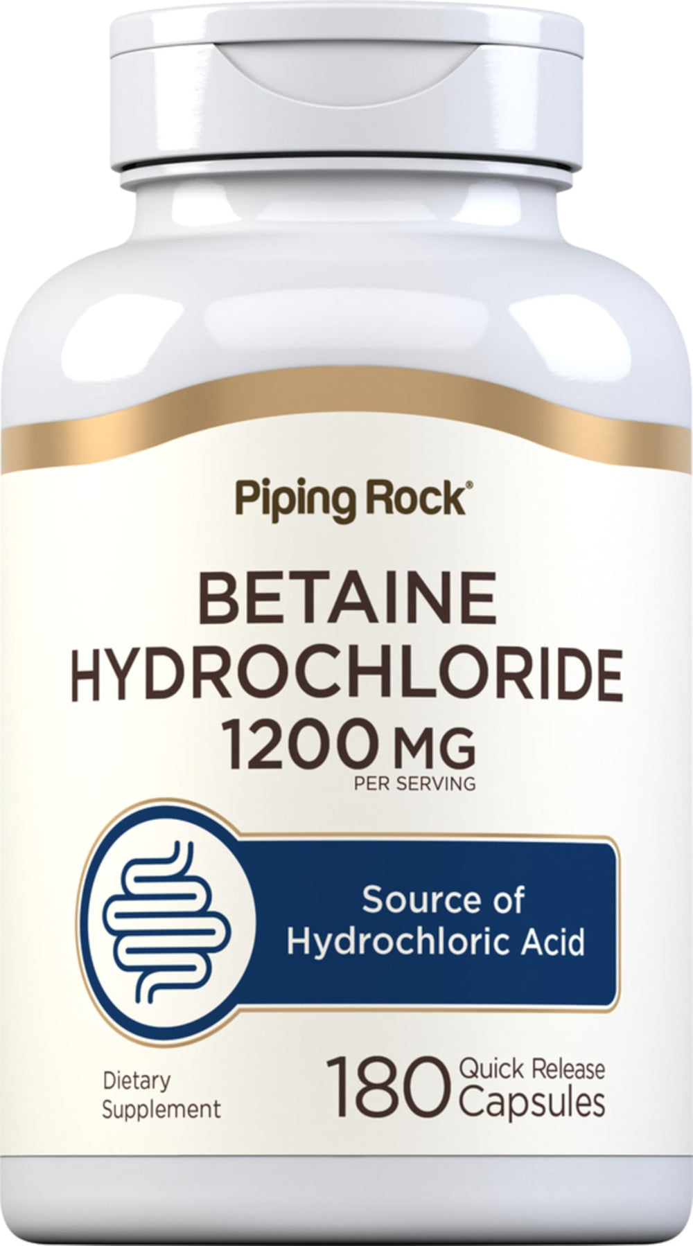 Piping Rock Betaine HCL Capsules bottle with 180 capsules
