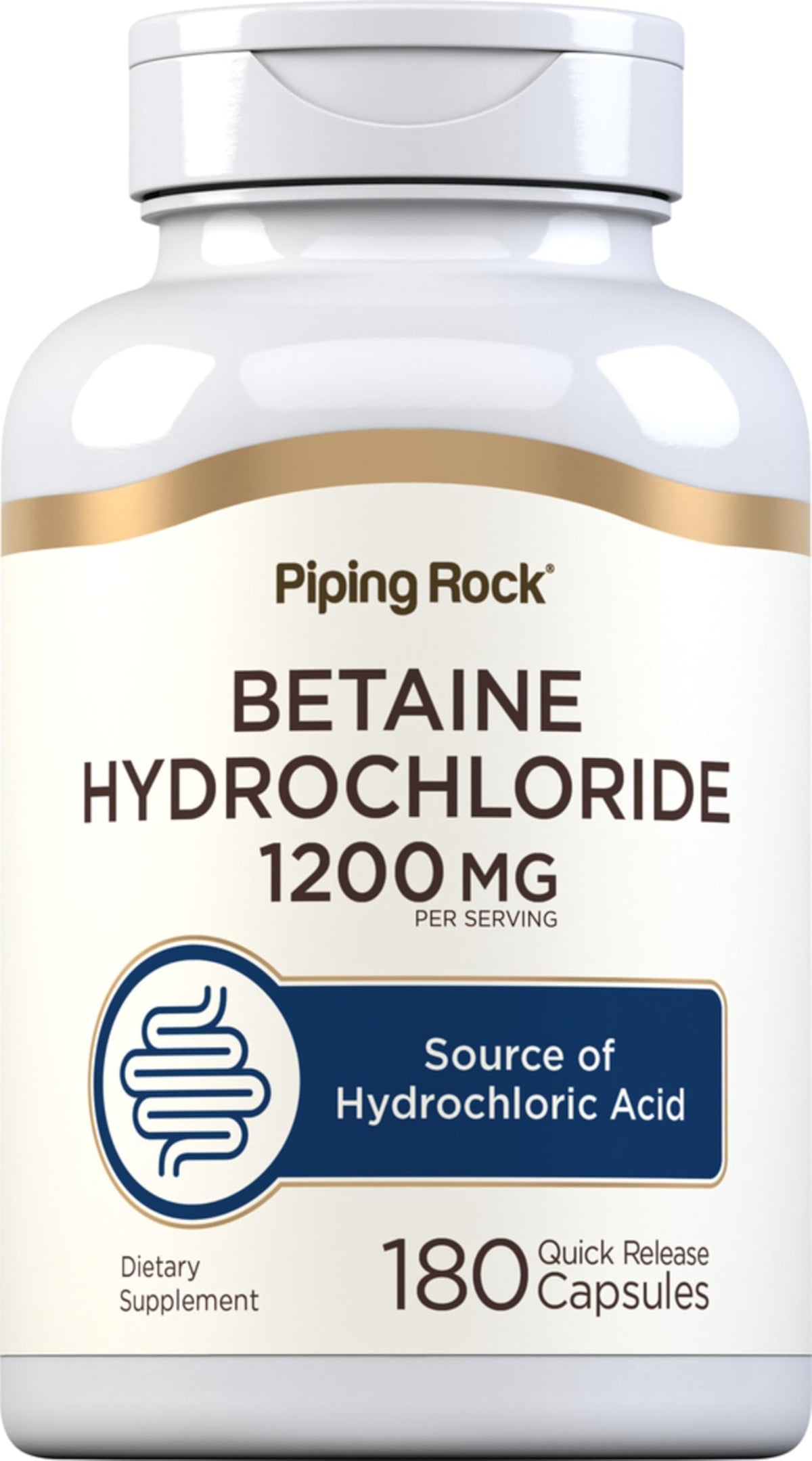 Piping Rock Betaine HCL Capsules bottle with 180 capsules