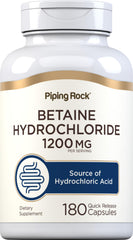 Piping Rock Betaine HCL Capsules bottle with 180 capsules