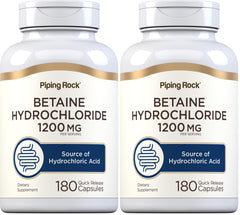 Piping Rock Betaine HCL Capsules bottle – 180 capsules, pack of 2