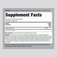 Close-up of Betaine HCL capsules labeled 1200mg