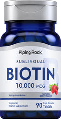 Piping Rock Biotin 10000mcg fast-dissolve tablets in berry flavor