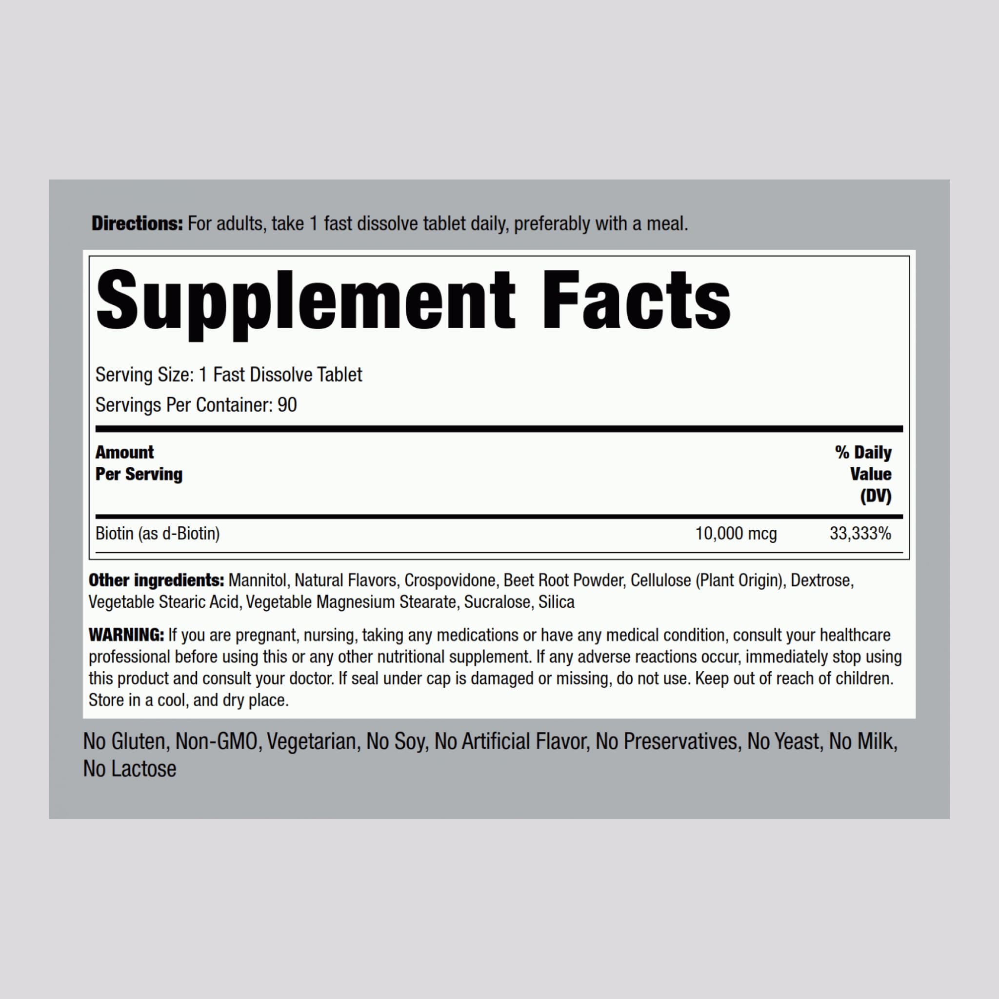 Berry flavor sublingual biotin tablets bottle close-up