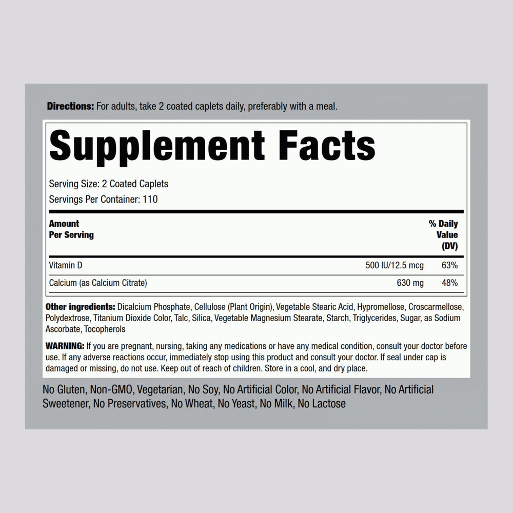 Close-up of Calcium Citrate with Vitamin D3 caplets