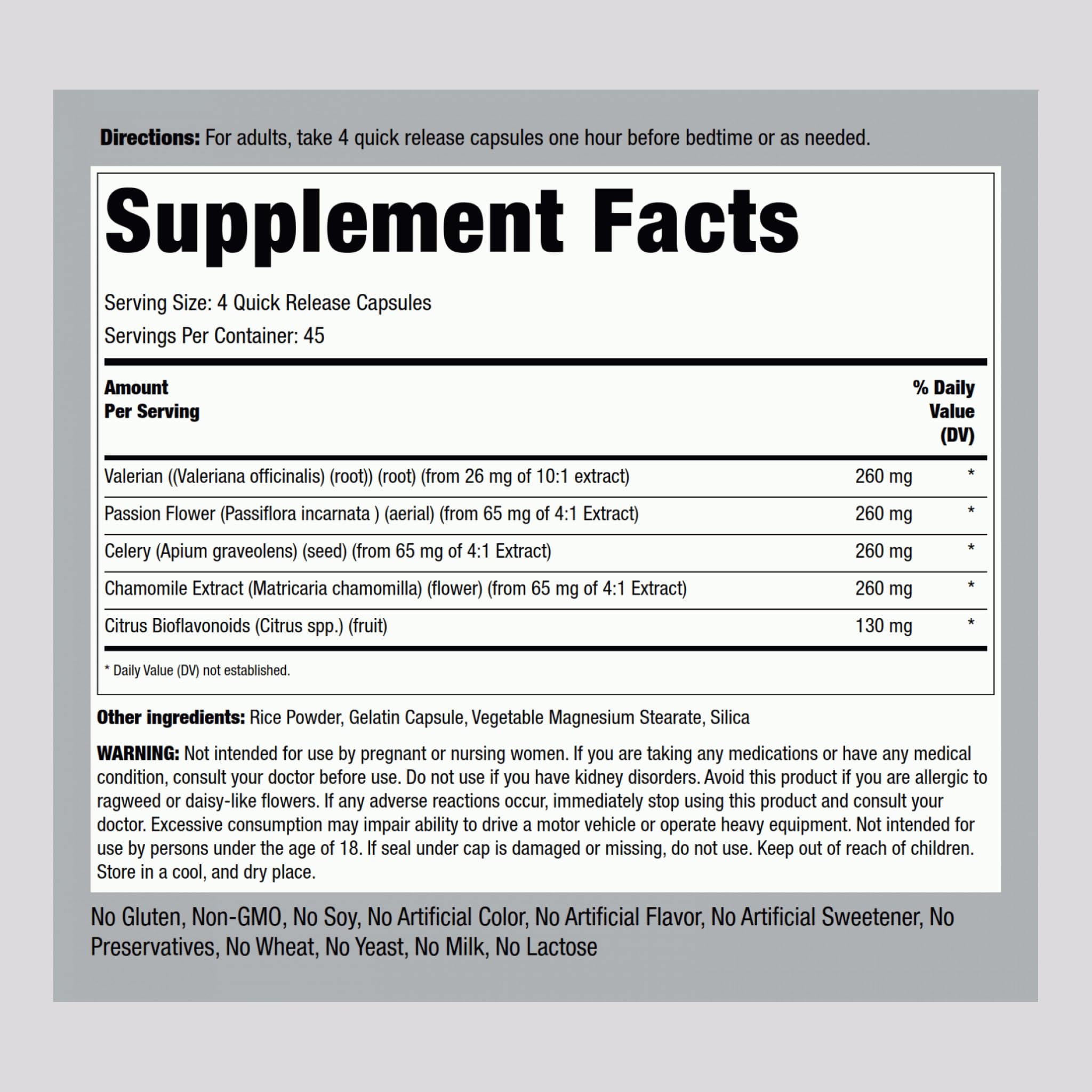 Piping Rock Calm Capsules packaging box