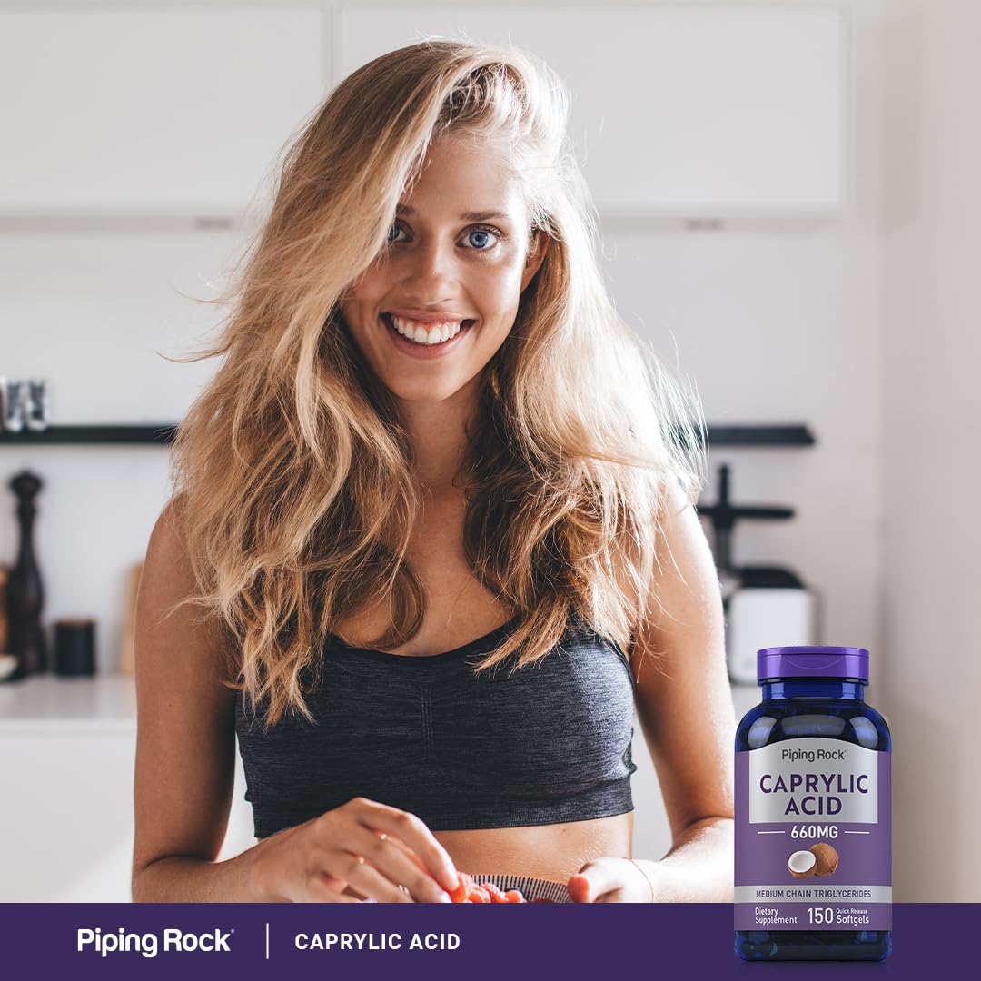 Piping Rock Caprylic Acid 660 mg packaging and bottle