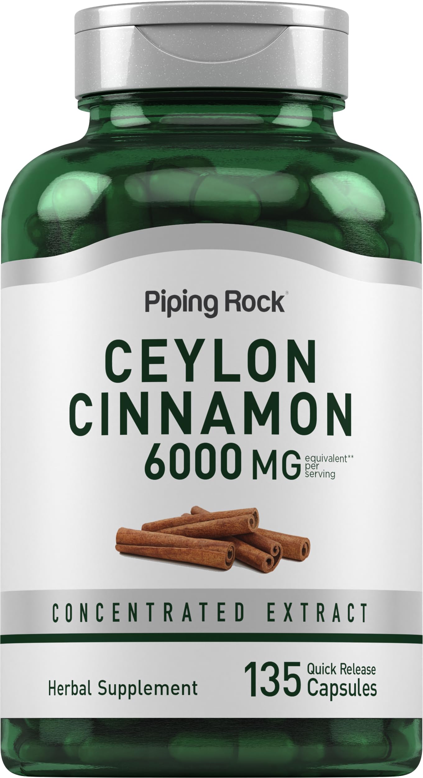 Piping Rock Ceylon Cinnamon Capsules bottle front view