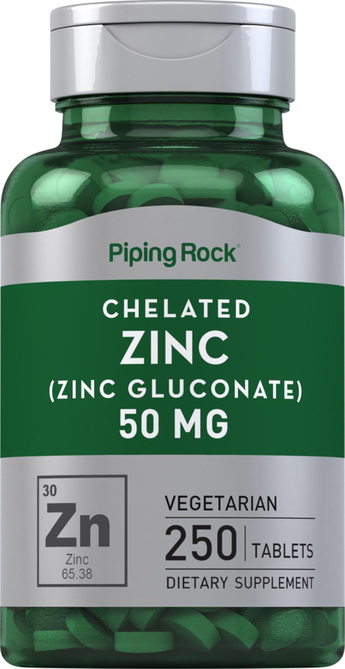 Bottle of Piping Rock Chelated Zinc 50mg - 250 tablets