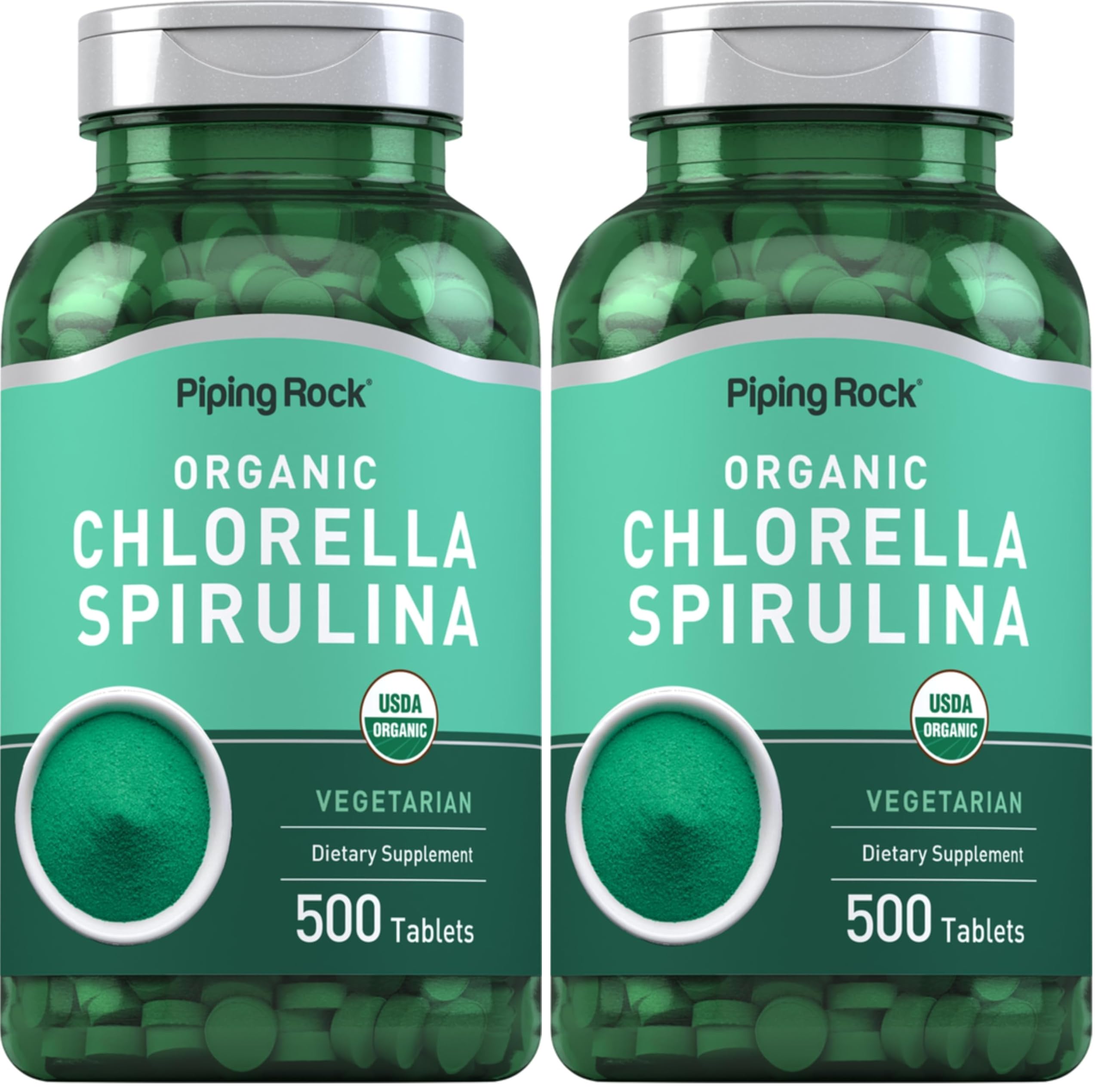 Piping Rock Chlorella Spirulina Organic bottle front view