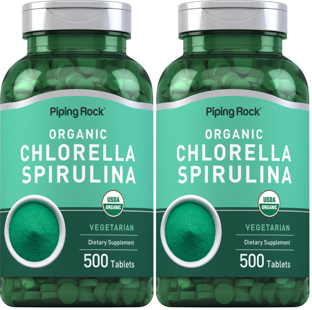 Piping Rock Chlorella Spirulina Organic bottle front view