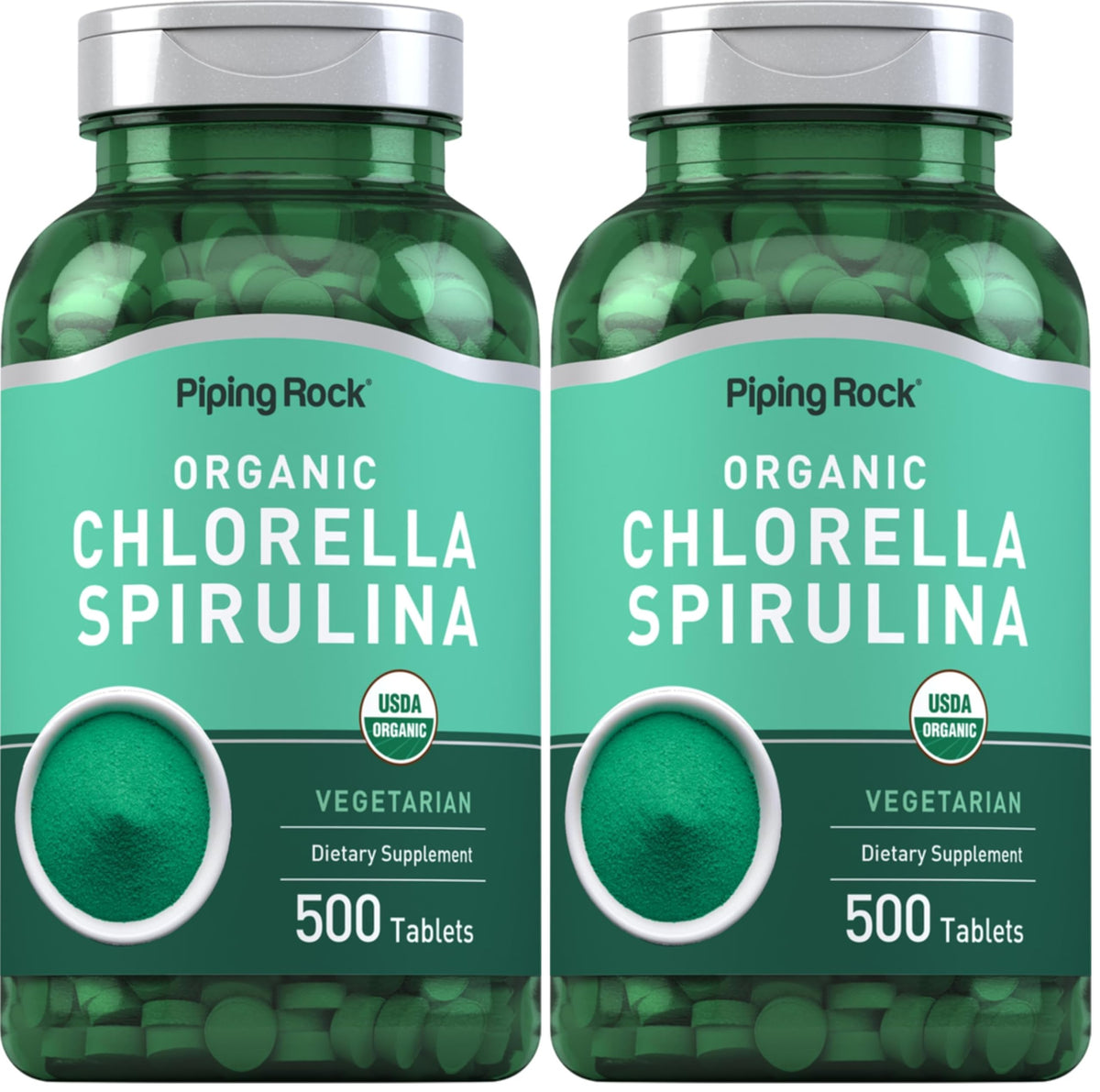 Piping Rock Chlorella Spirulina Organic bottle front view