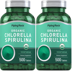 Piping Rock Chlorella Spirulina Organic bottle front view